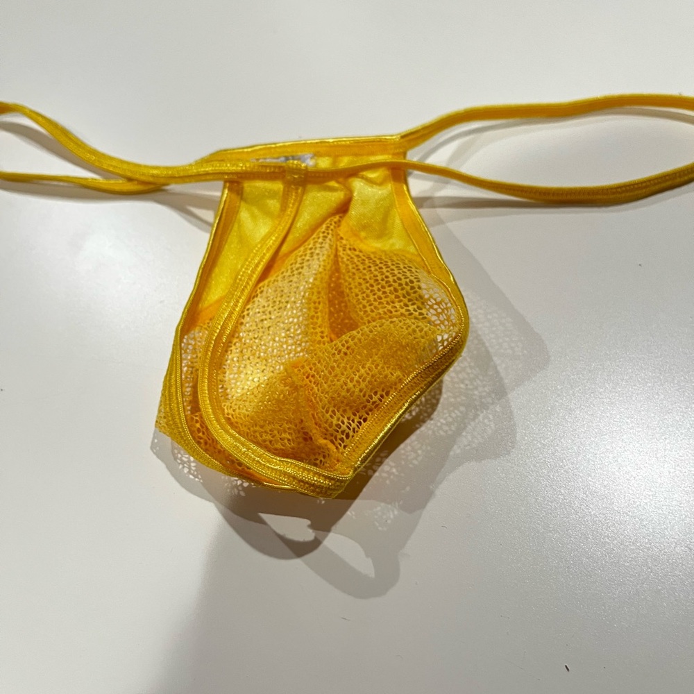 Yellow Mesh Thong - Picture 2 of 2